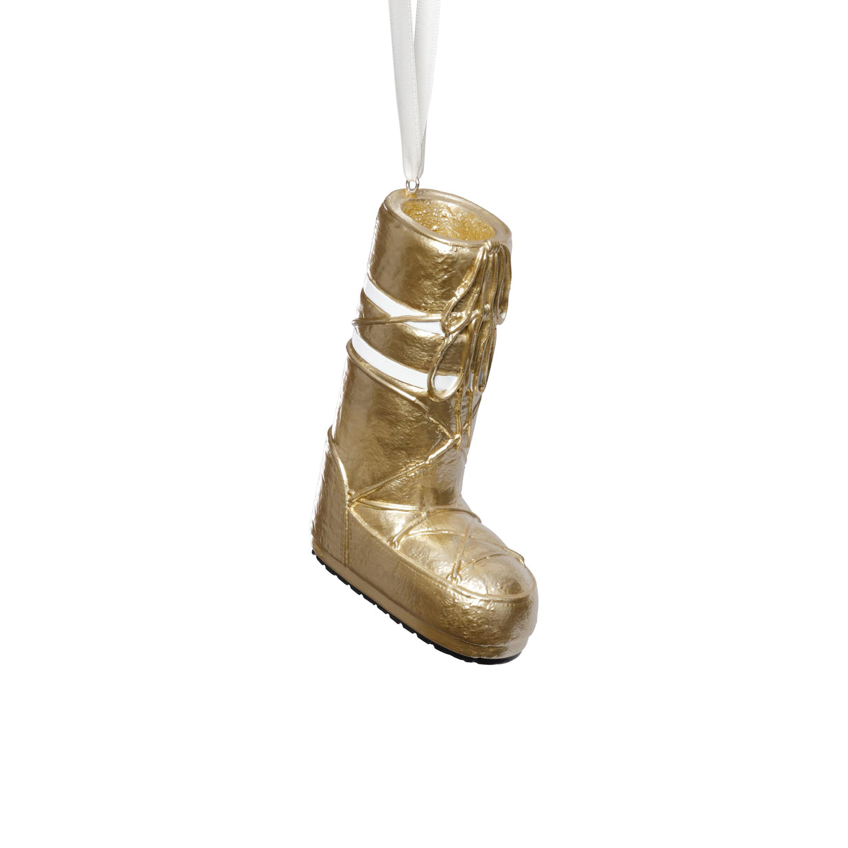 Zodax Gold Aprs Ski Boot Holiday Ornaments, 6 Hanging Pieces (3 Sets of 2 Assorted Sizes)
