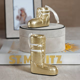 Zodax Gold Aprs Ski Boot Holiday Ornaments, 6 Hanging Pieces (3 Sets of 2 Assorted Sizes)