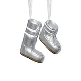 Zodax Silver Aprs Ski Boot Holiday Ornaments, 6 Hanging Pieces (3 Sets of 2 Assorted Sizes)