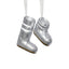 Zodax Silver Aprs Ski Boot Holiday Ornaments, 6 Hanging Pieces (3 Sets of 2 Assorted Sizes)