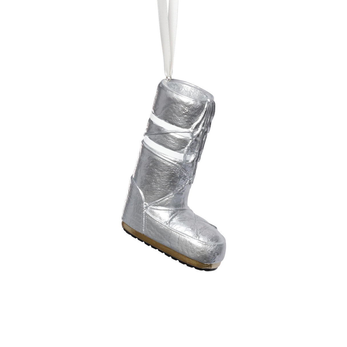 Zodax Silver Aprs Ski Boot Holiday Ornaments, 6 Hanging Pieces (3 Sets of 2 Assorted Sizes)