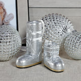 Zodax Silver Aprs Ski Boot Holiday Ornaments, 6 Hanging Pieces (3 Sets of 2 Assorted Sizes)