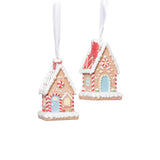 Zodax Gingerbread House Christmas Ornaments, 6 Hanging Pieces (3 Sets of 2 Assorted)