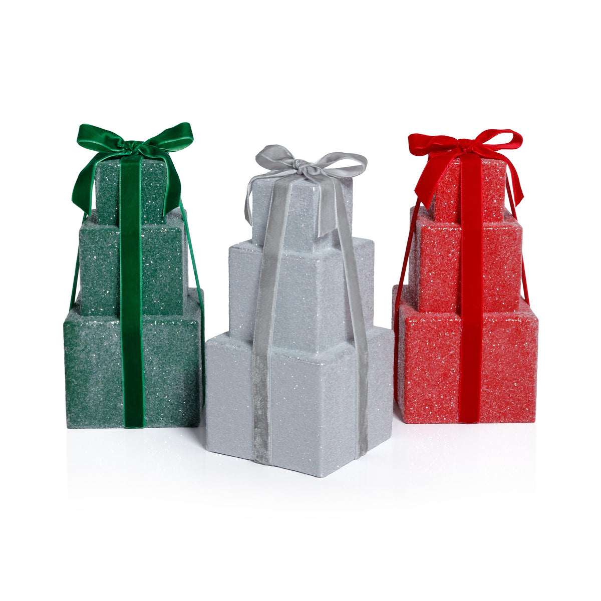 Zodax 8.5" Green Stacked Presents Holiday Decorative Resin Figurine