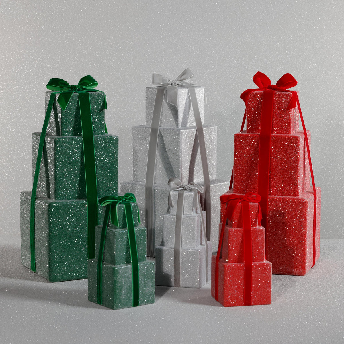 Zodax 8.5" Green Stacked Presents Holiday Decorative Resin Figurine