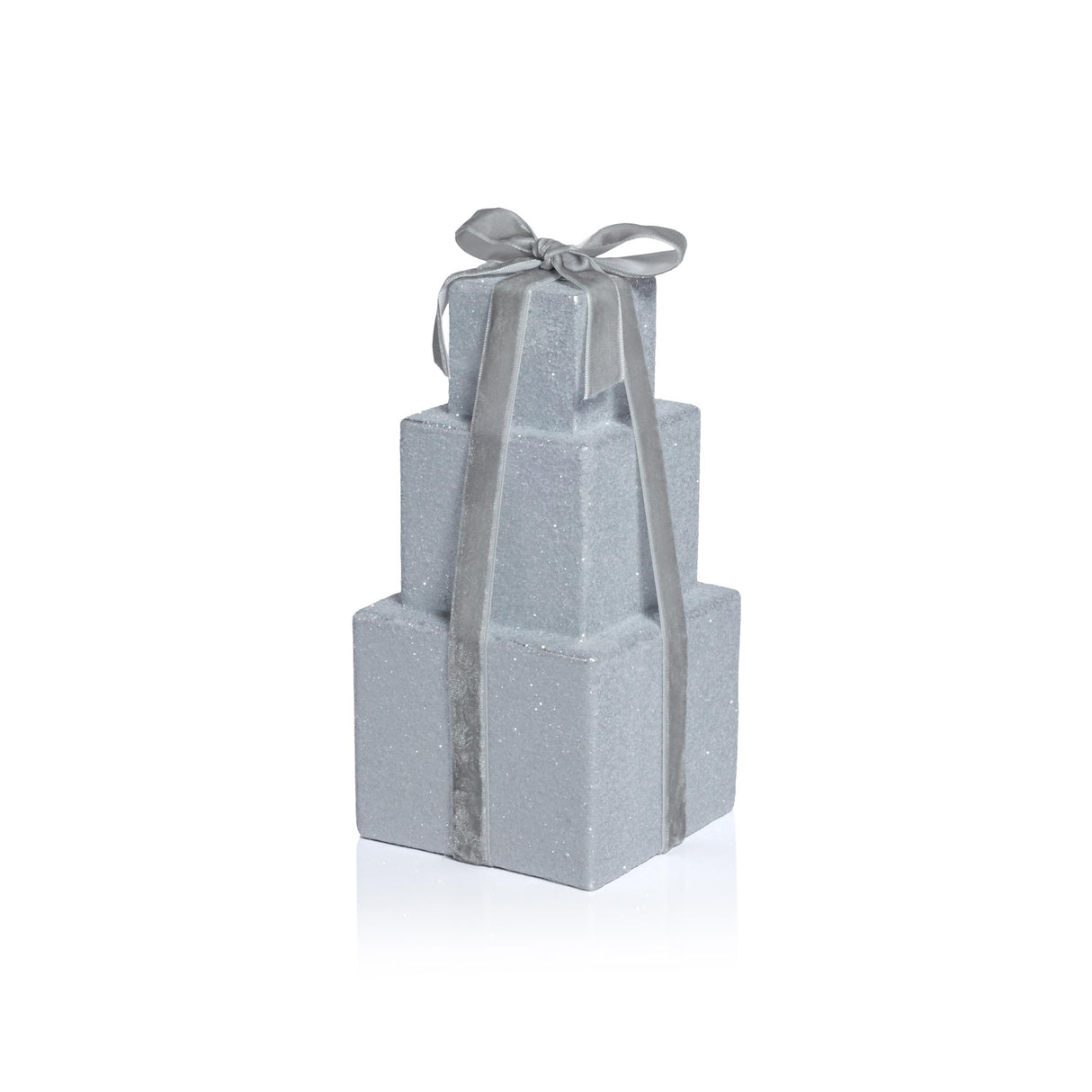 Zodax 8.5" Silver Stacked Presents Holiday Decorative Resin Figurine