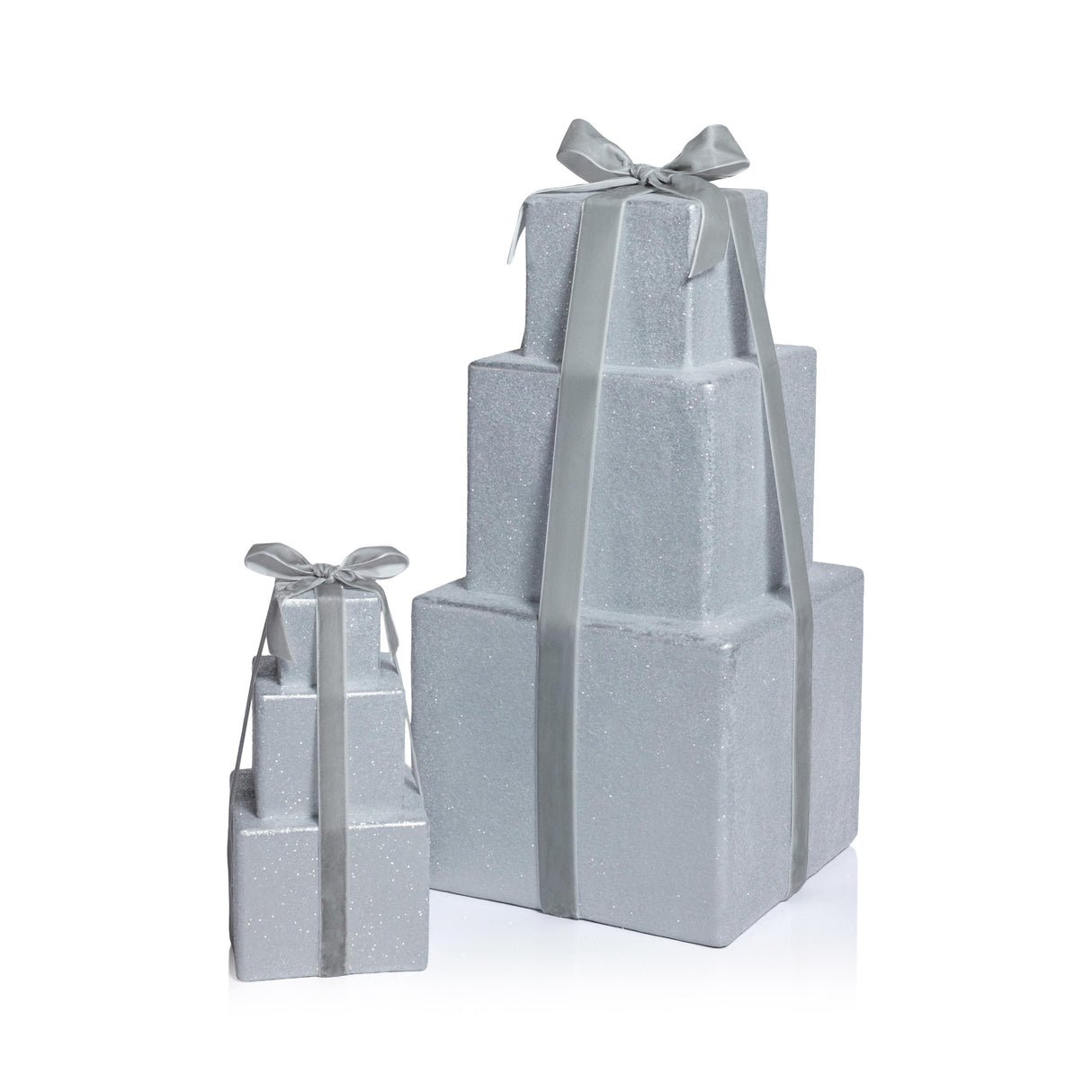 Zodax 8.5" Silver Stacked Presents Holiday Decorative Resin Figurine