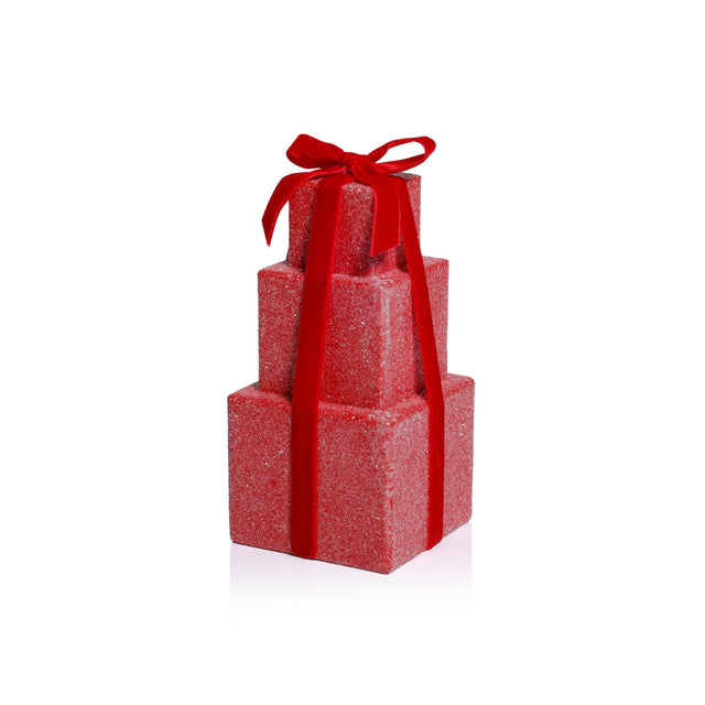 Zodax 8.5" Red Stacked Presents Holiday Decorative Resin Figurine
