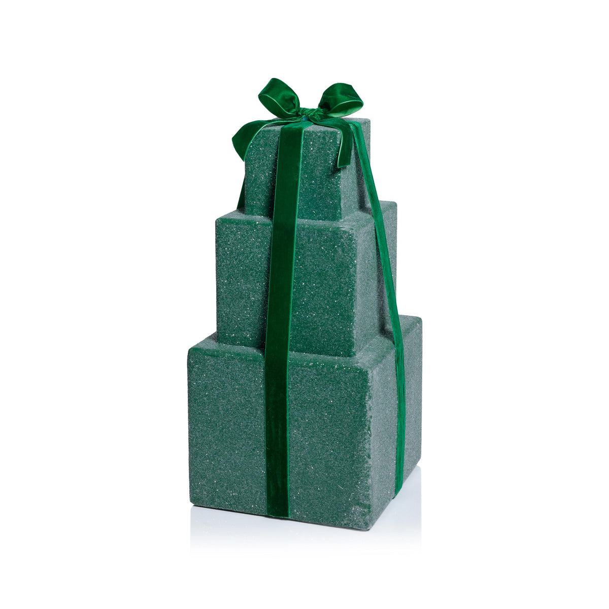 Zodax 16.5" Green Stacked Presents Holiday Decorative Resin Figurine