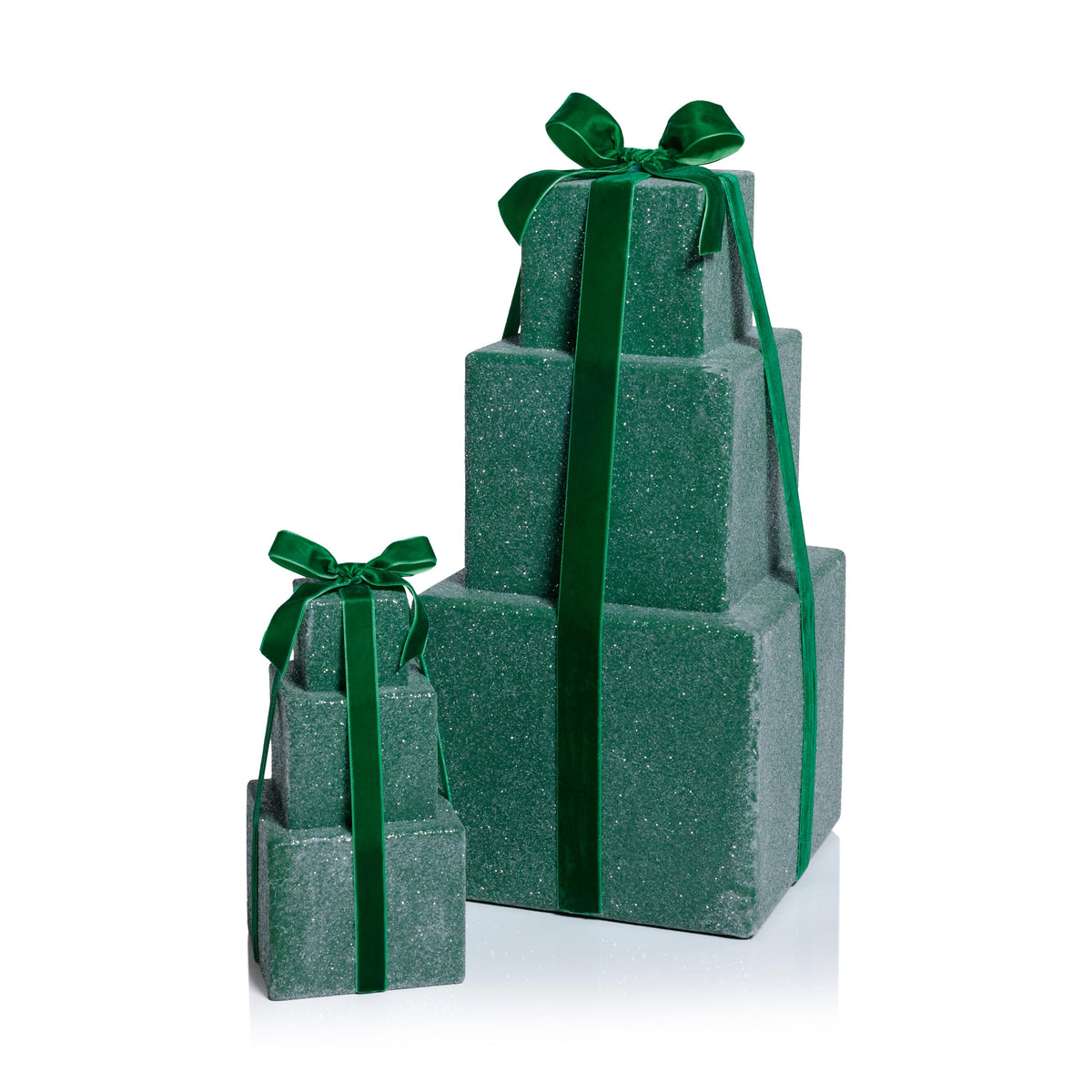Zodax 16.5" Green Stacked Presents Holiday Decorative Resin Figurine