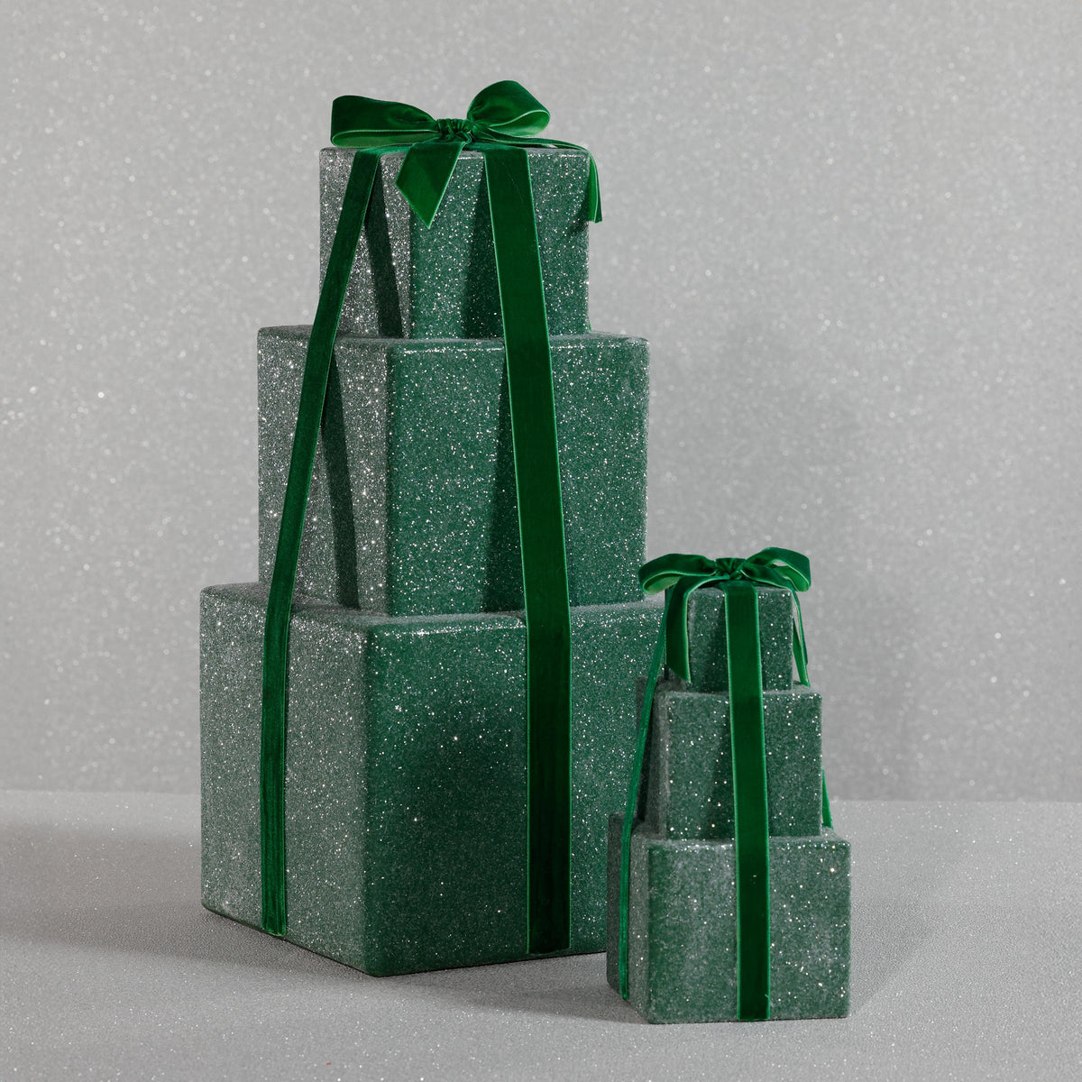 Zodax 16.5" Green Stacked Presents Holiday Decorative Resin Figurine
