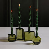 Zodax Square Column Green Romy Decorative Crystal Glass Taper Candle Holder
