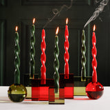 Zodax Square Column Green Romy Decorative Crystal Glass Taper Candle Holder