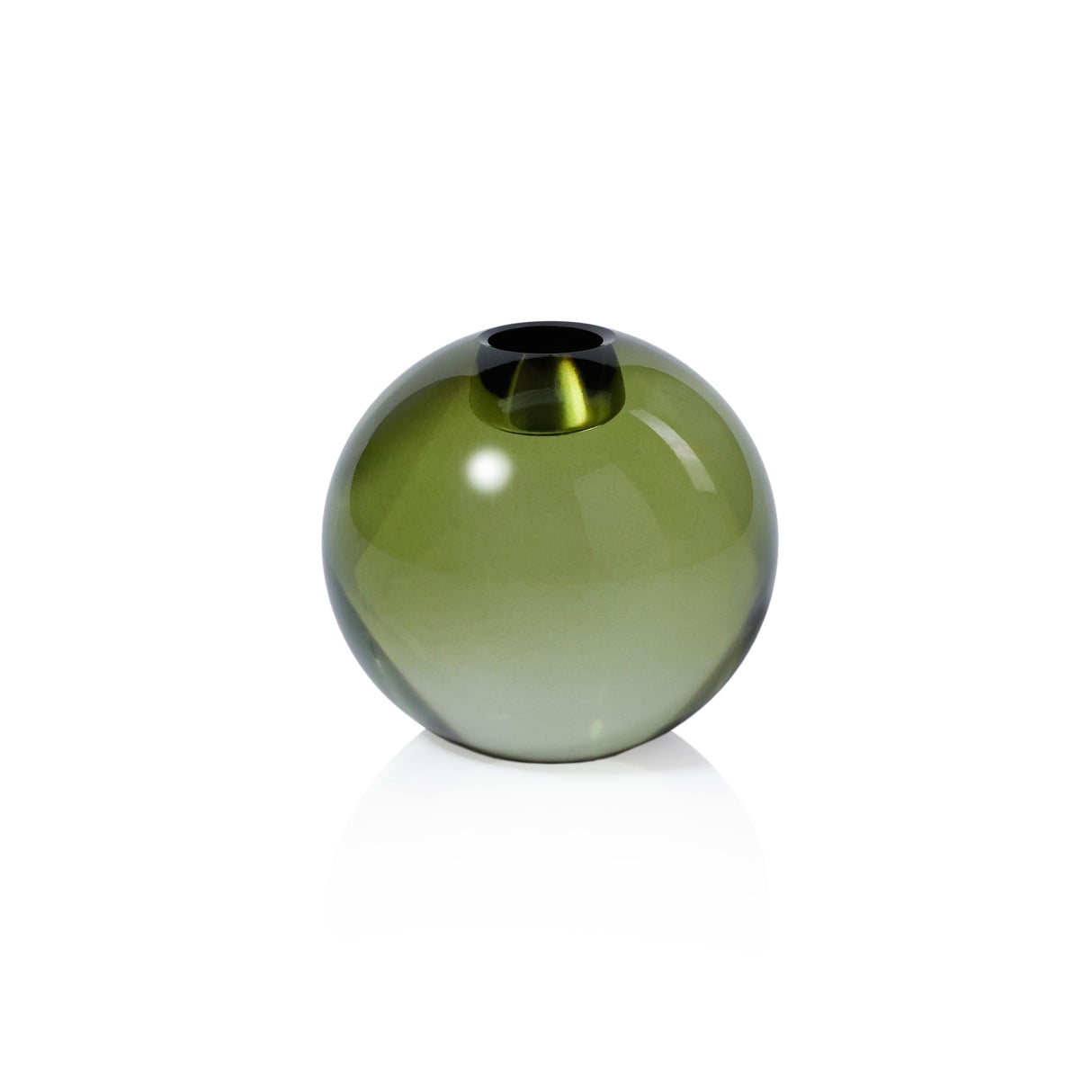 Zodax Round Green Romy Decorative Crystal Glass Taper Candle Holder