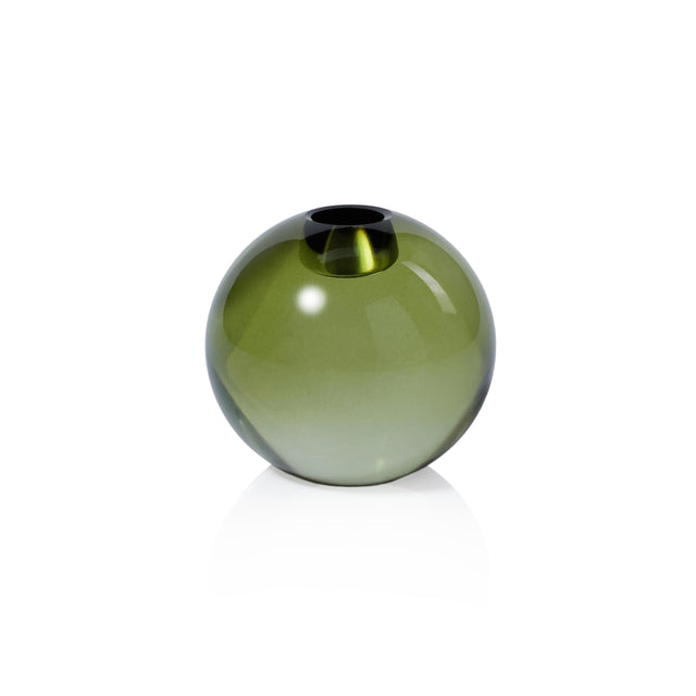 Zodax Round Green Romy Decorative Crystal Glass Taper Candle Holder