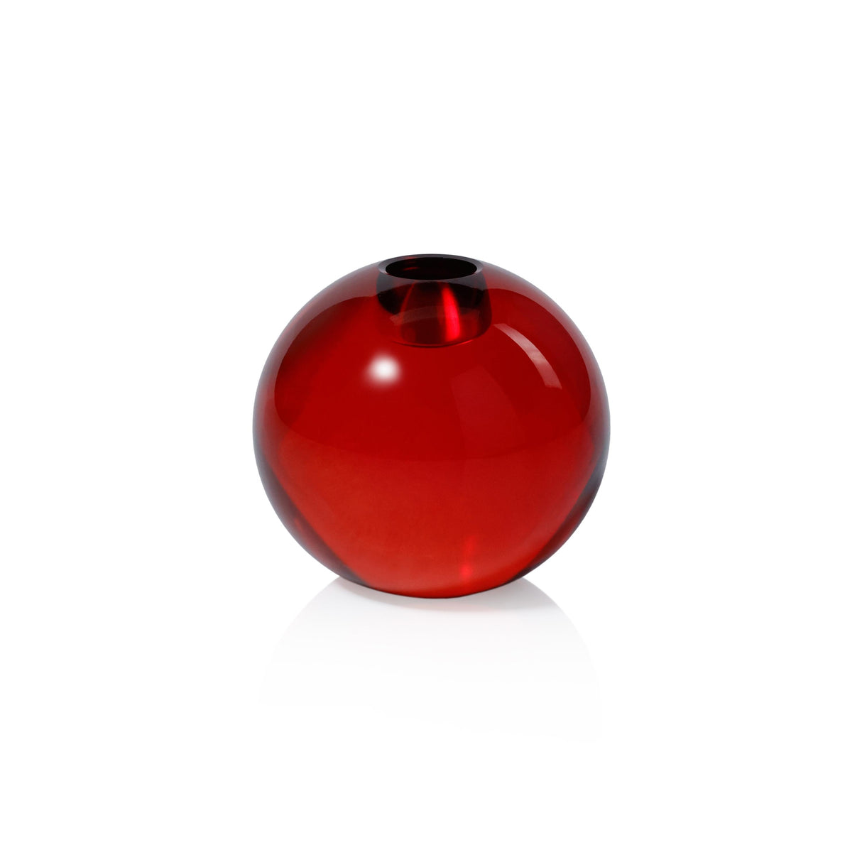 Zodax Round Red Romy Decorative Crystal Glass Taper Candle Holder