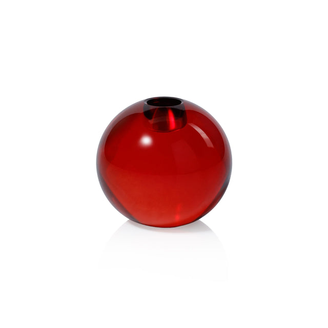 Zodax Round Red Romy Decorative Crystal Glass Taper Candle Holder