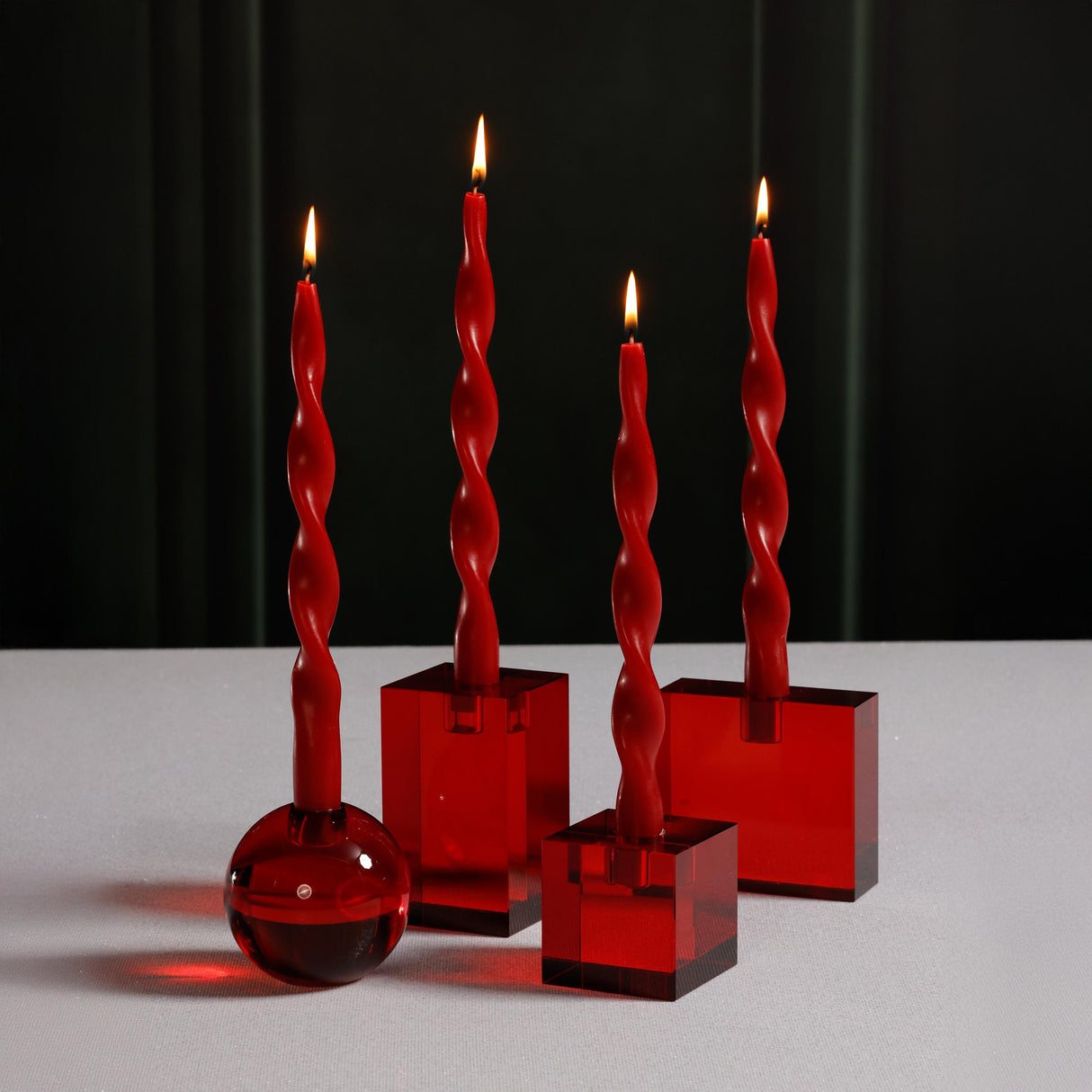 Zodax Round Red Romy Decorative Crystal Glass Taper Candle Holder