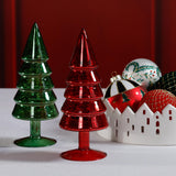 Zodax Green Mercury Glass Christmas Tabletop Trees, Set of 4, 9" Tall