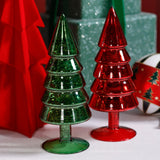 Zodax Green Mercury Glass Christmas Tabletop Trees, Set of 4, 9" Tall