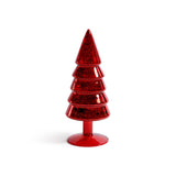 Zodax Red Mercury Glass Christmas Tabletop Trees, Set of 4, 9" Tall