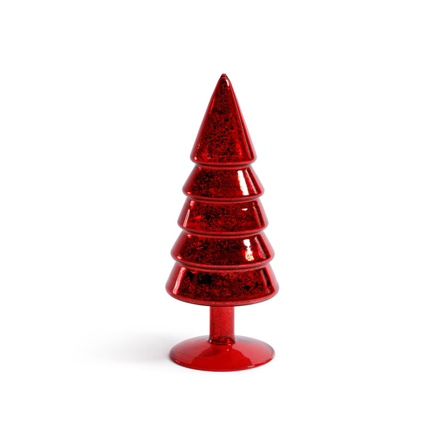 Zodax Red Mercury Glass Christmas Tabletop Trees, Set of 4, 9" Tall