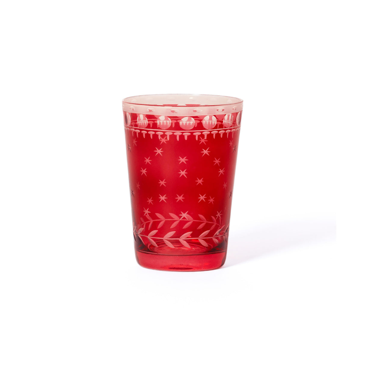 Zodax Festive Hand-Cut Red Glass Candle Holder Cups, Set of 6