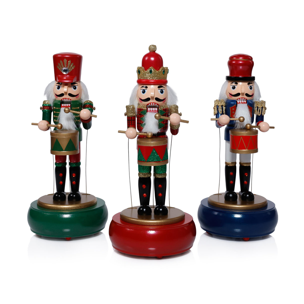 Zodax Nutcracker's Melody Round Base Holiday Music Box, Set of 3 Assorted