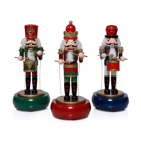 Zodax Nutcracker's Melody Round Base Holiday Music Box, Set of 3 Assorted