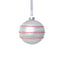 Zodax 4" White Matte Glass Ball Ornaments with White & Red Rope, Set of 6