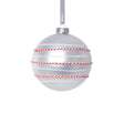 Zodax White 4-Piece Set Matte 4.75" Glass Ball Ornaments with White & Red Rope