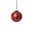 Zodax 3.25" Red Matte Glass Ball Ornaments with White & Red Rope, Set of 6