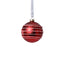 Zodax 3.25" Red Matte Glass Ball Ornaments with White & Red Rope, Set of 6
