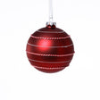 Zodax Red 4-Piece Set Matte 4.75" Glass Ball Ornaments with White & Red Rope