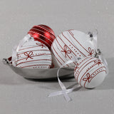 Zodax 3.25" Matte Glass Holiday Ball Ornaments with Red Ribbon Design, Set of 6