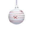 Zodax 4-Piece Set Matte 4.75" Glass Christmas Ball Ornaments with Red Ribbon Design