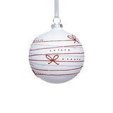 Zodax 4-Piece Set Matte 4.75" Glass Christmas Ball Ornaments with Red Ribbon Design