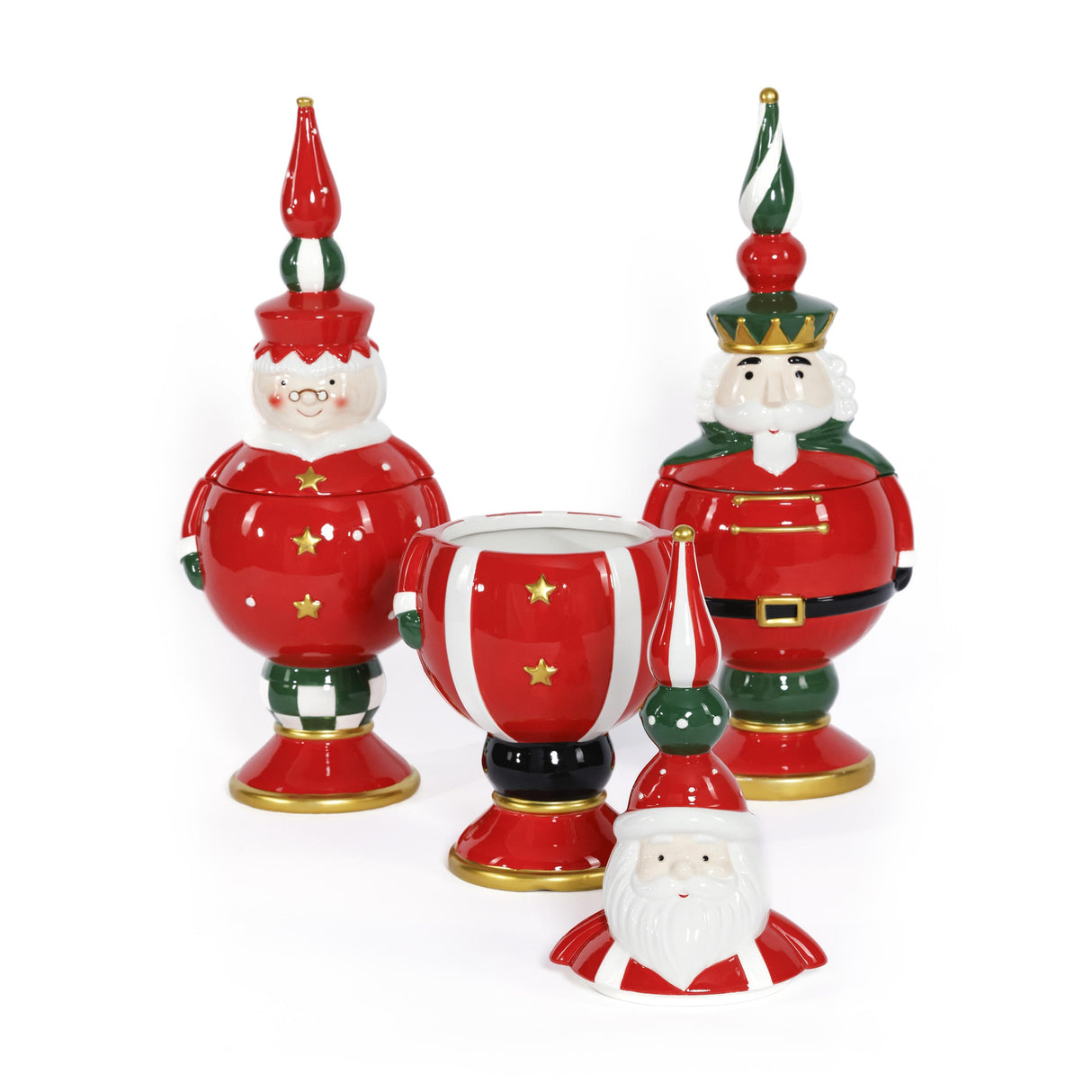 Zodax Hand-Painted Ceramic Cookie Jar, Set of 3 Assorted Styles