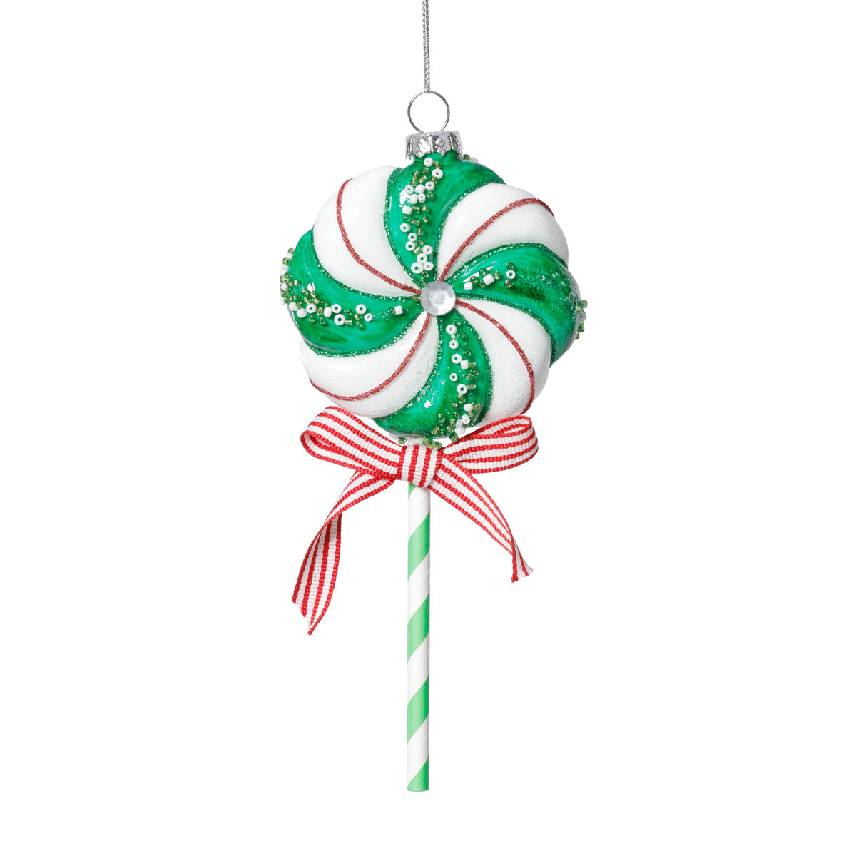 Zodax Glass Lollipop Christmas Ornaments, 6 Hanging Pieces (3 Sets of 2)