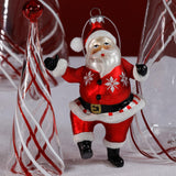Zodax Glass Dancing Santa Christmas Hanging Ornaments, Set of 6