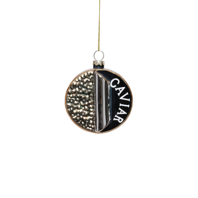 Zodax Glass Caviar Box Holiday Hanging Ornaments, Set of 6