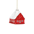 Zodax Glass Red House with White Roof Christmas Hanging Ornaments, Set of 12