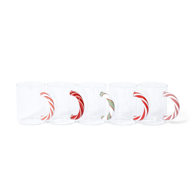 Zodax Holiday Glass Mugs, Set of 5 Assorted Styles