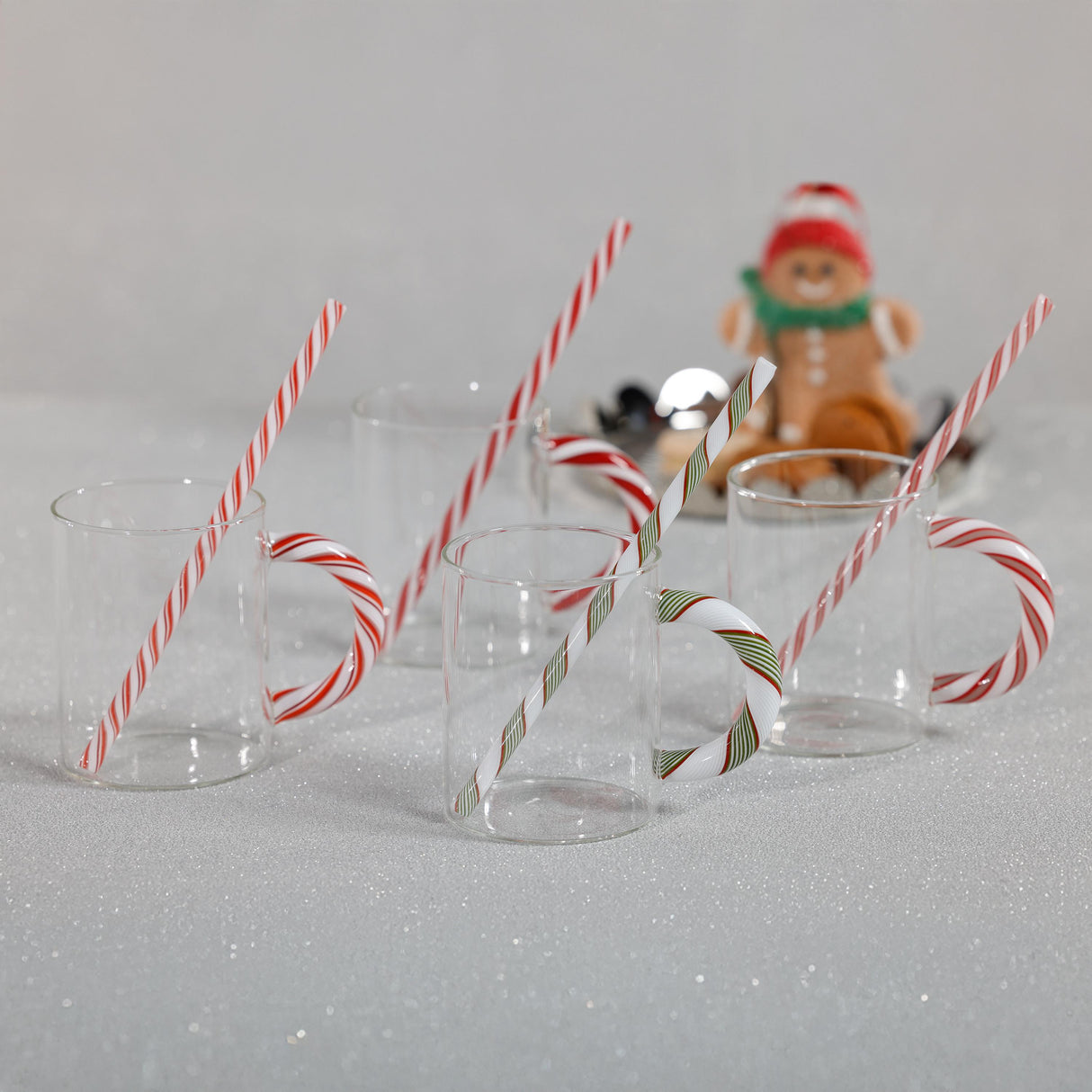 Zodax Holiday Glass Mugs, Set of 5 Assorted Styles