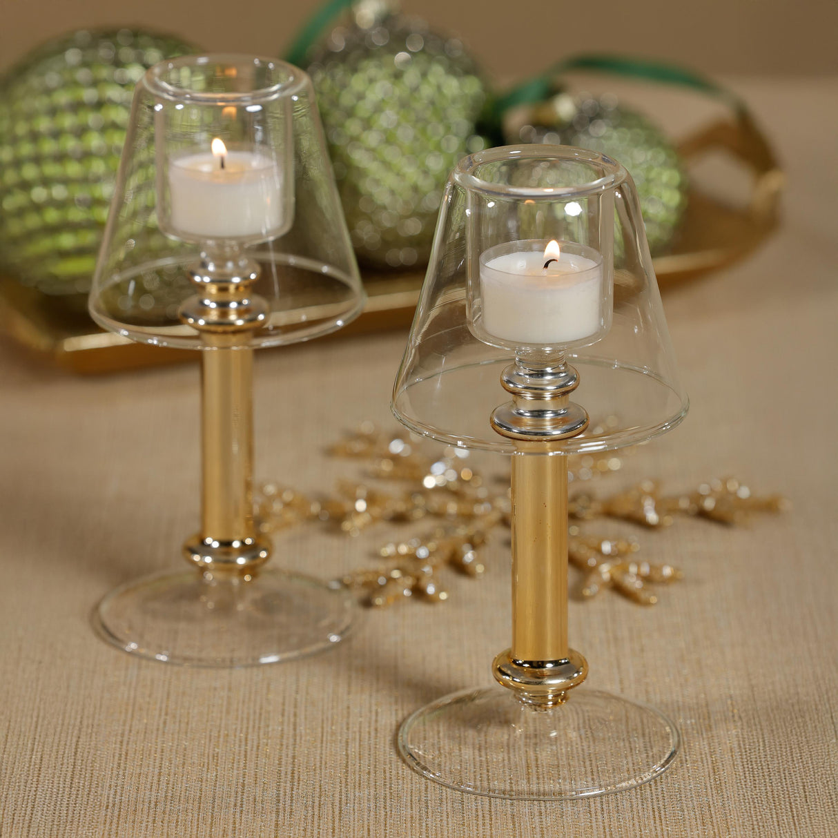 Zodax Gold Isola Glass Tealight Lamp Candle Holder