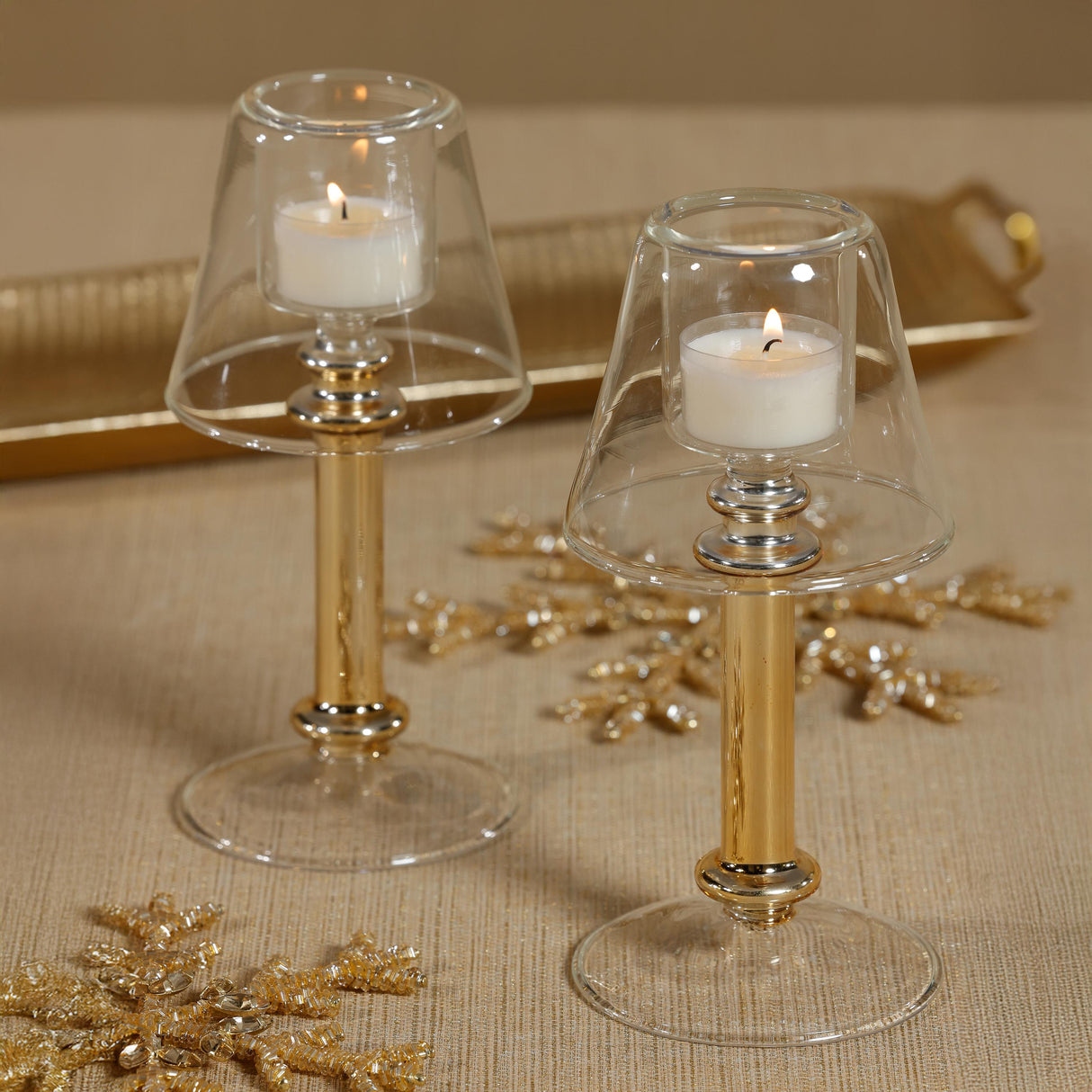 Zodax Gold Isola Glass Tealight Lamp Candle Holder