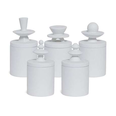 Zodax Chamonix Blanc Ceramic Jar Candle Set, 5 Assorted Pieces