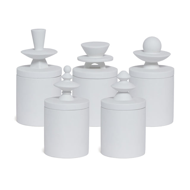 Zodax Chamonix Blanc Ceramic Jar Candle Set, 5 Assorted Pieces