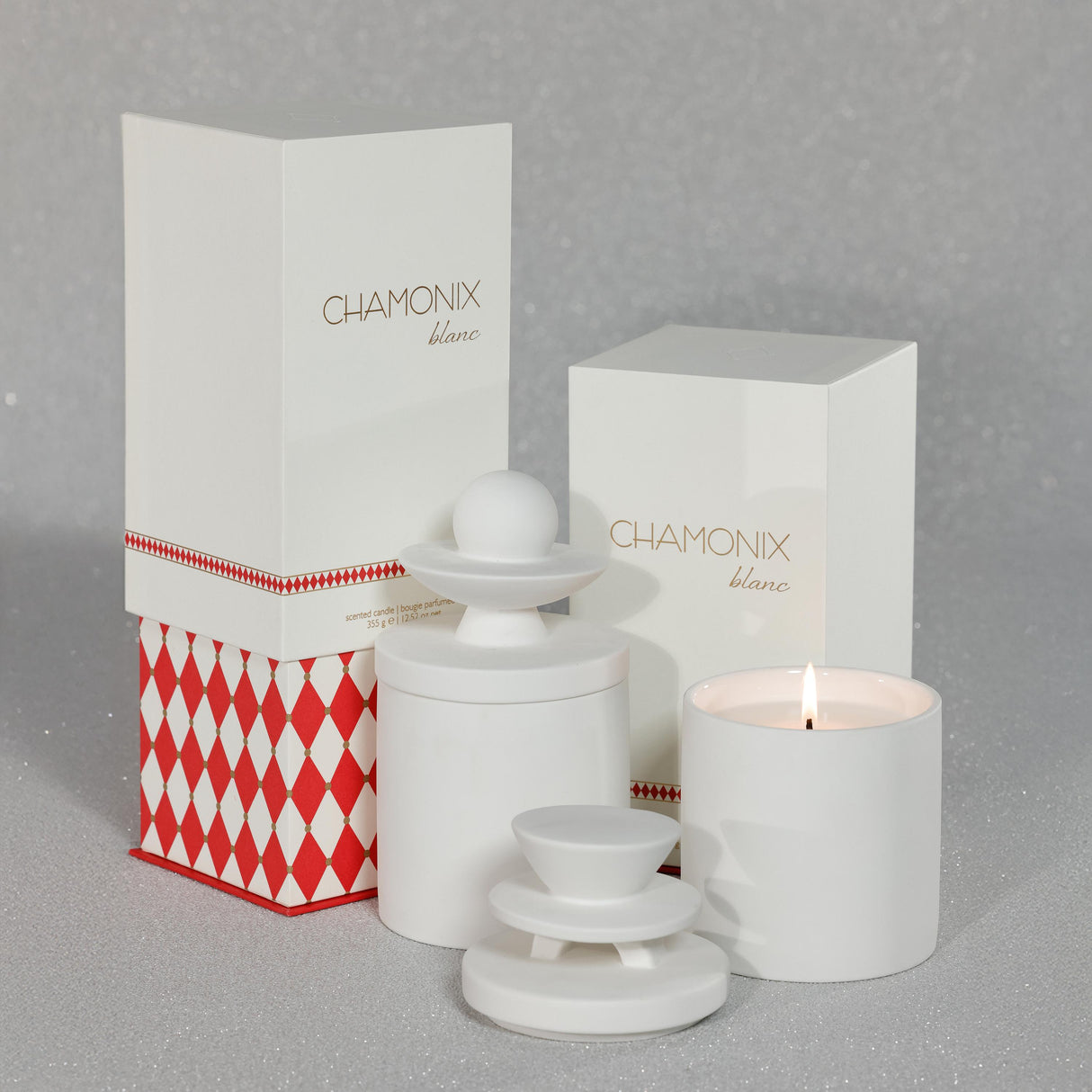 Zodax Chamonix Blanc Ceramic Jar Candle Set, 5 Assorted Pieces