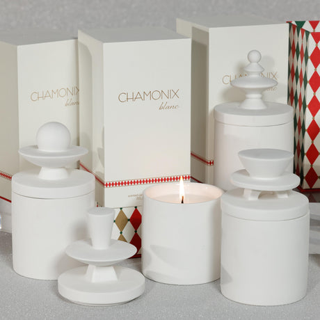 Zodax Chamonix Blanc Ceramic Jar Candle Set, 5 Assorted Pieces